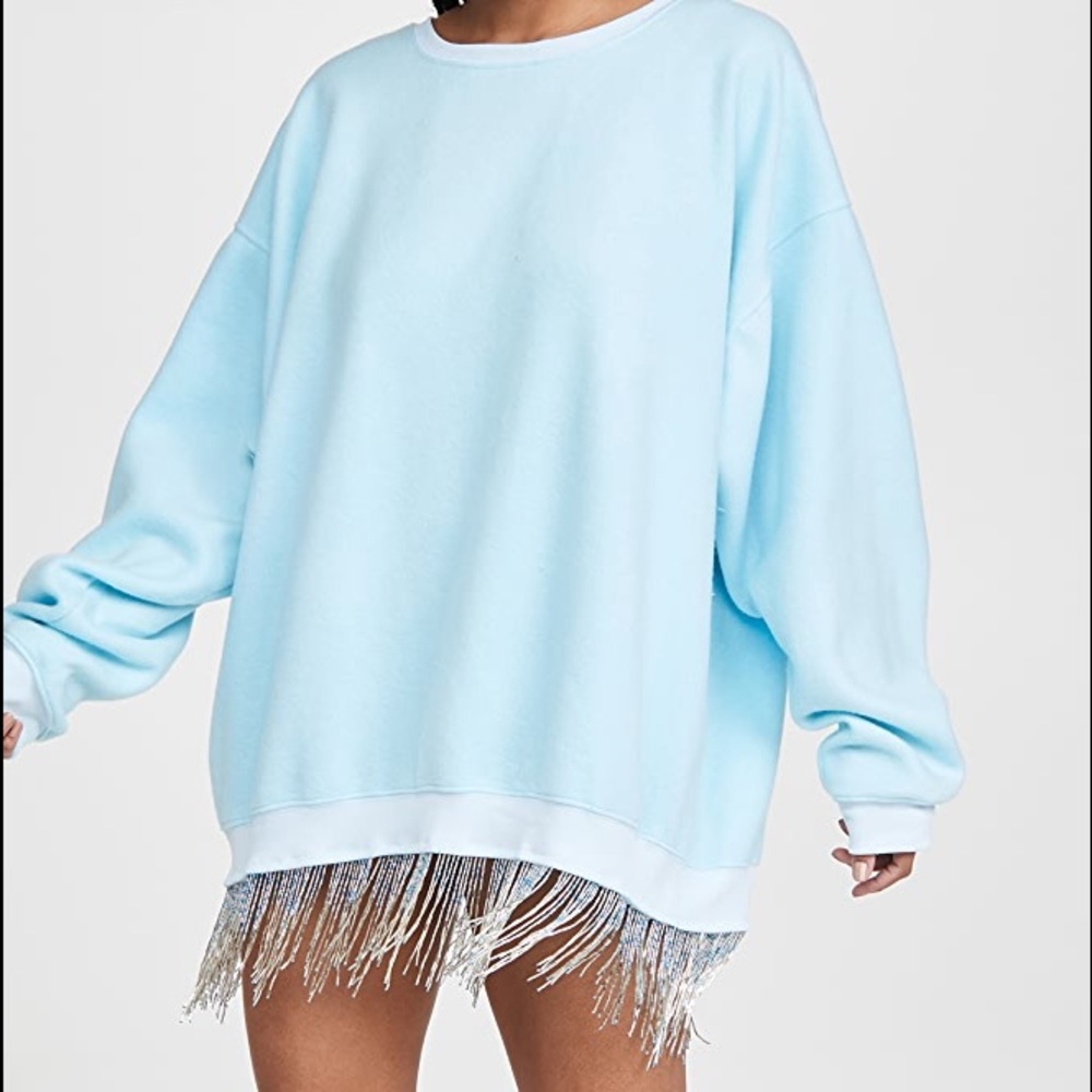 NWT Baja East dropped shoulder crew dress with fringe sweatshirt